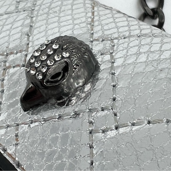 Kurt Geiger Micro Kensington Silver Crossbody Bag Clutch Quilted Eagle - Picture 9 of 13